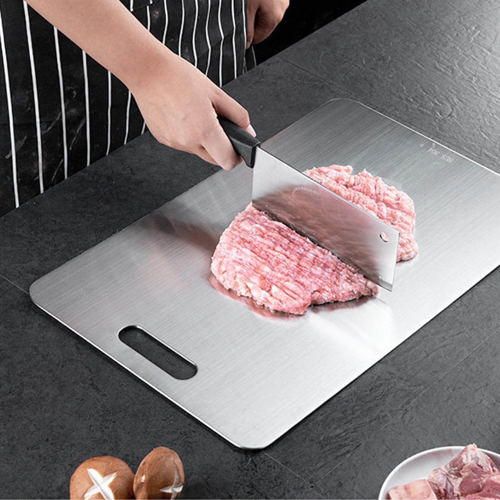 316 Stainless Steel Cutting Boards, New Upgrade SUS 316 Cutting Boards for Kitchen, Double-Sided Food-Grade Stainless Steel Cutting Board, Chopping Boards Cutting Mat for Meat Fruit & Vegetable (M)