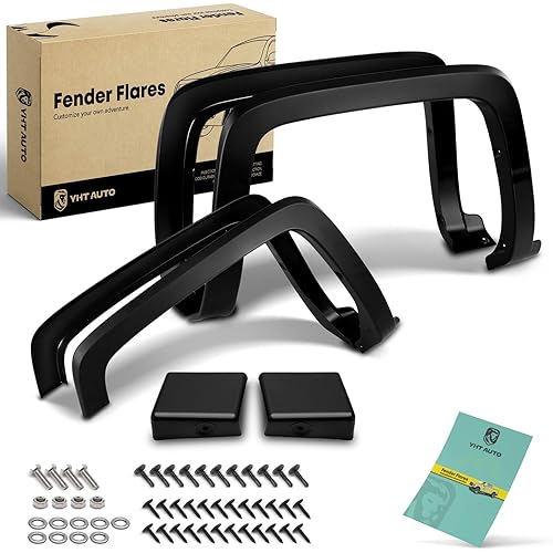 YHTAUTO OE Factory Style Fender Flares w/Hardware Kit Replacement for Chevy Silverado 1500 2014-2018, Silverado 2500 HD/3500 HD 2015-2019, Not for Dually Models, Black Flare Set of 4, Front & Rear