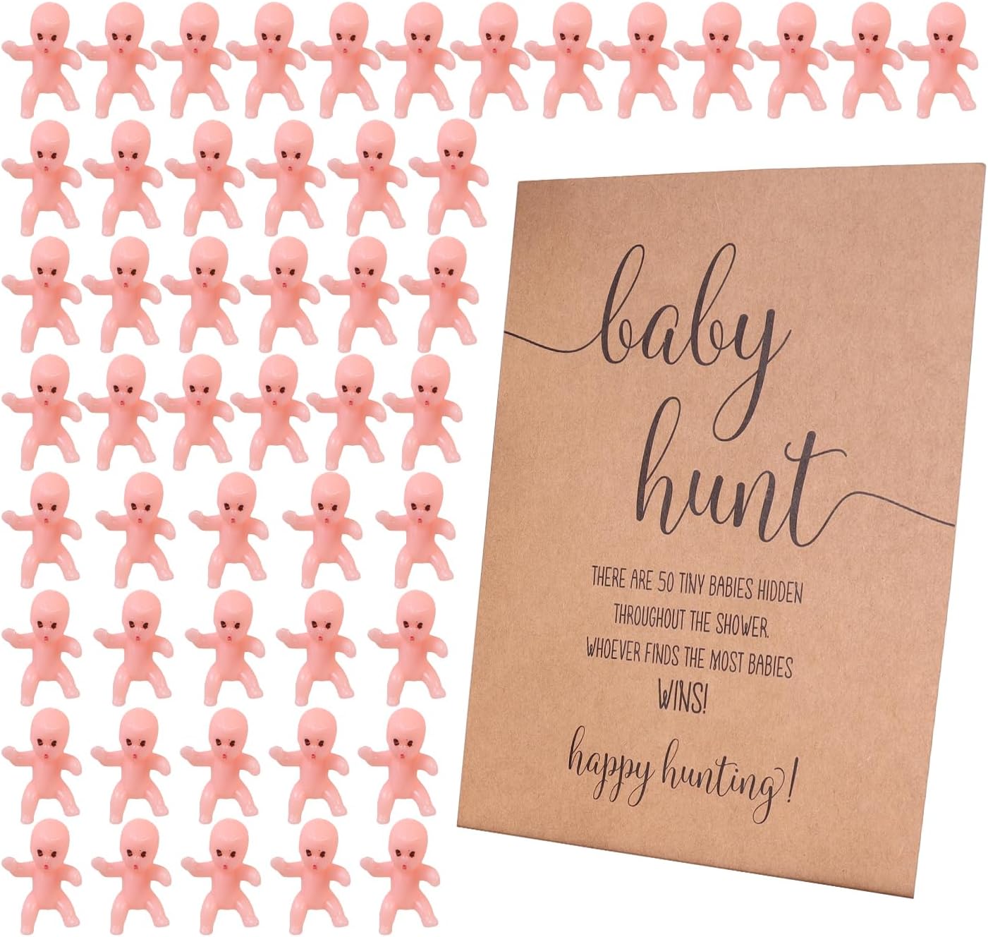 All Ewired Up 51 Pieces Baby Shower Games Include Kraft Baby Hunt Sign 50 Mini Plastic Babies Tiny Babies Boy Girl Baby Shower Games Gender Reveal Party Favors, Find The Baby (Latin) image 5