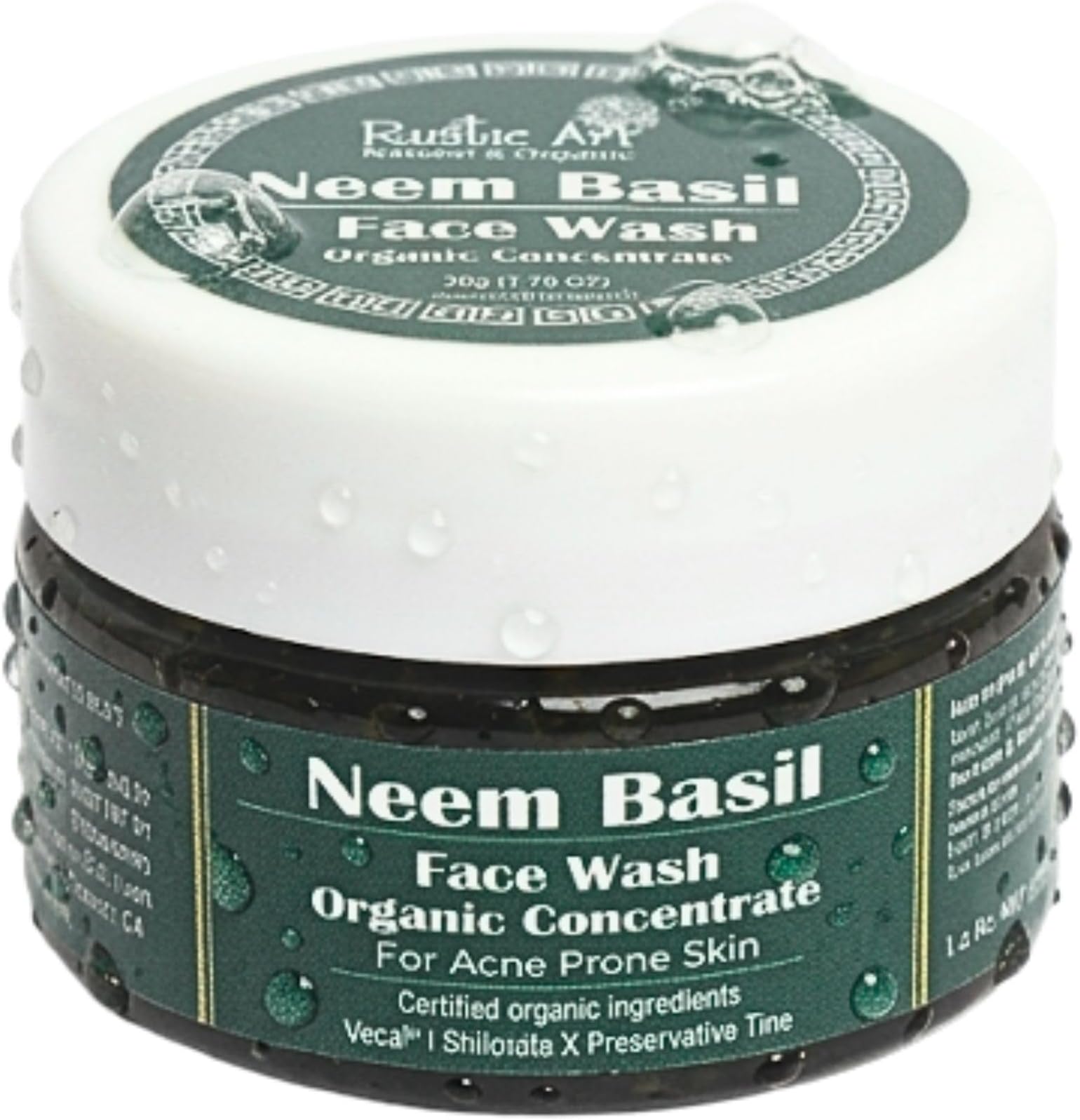 Rustic Art Organic Neem Basil Face Wash Concentrate for Deep Cleansing | Anti-Bacterial Anti-Fungal | 50gm