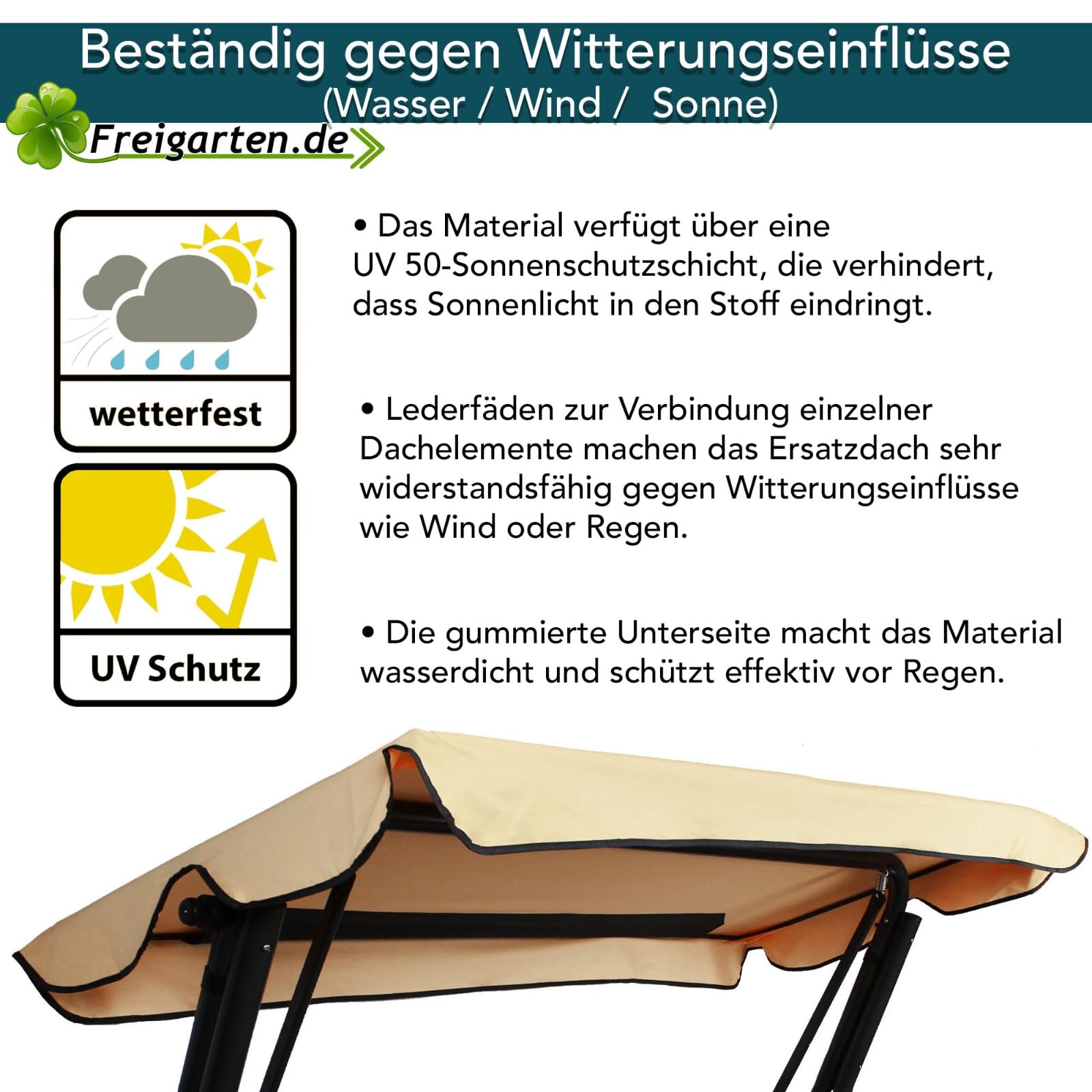 Universal Sonnendach für Hollywoodschaukel Dach-Plane für Garten-Schaukel Dachplane Ersatzdach (Beige)