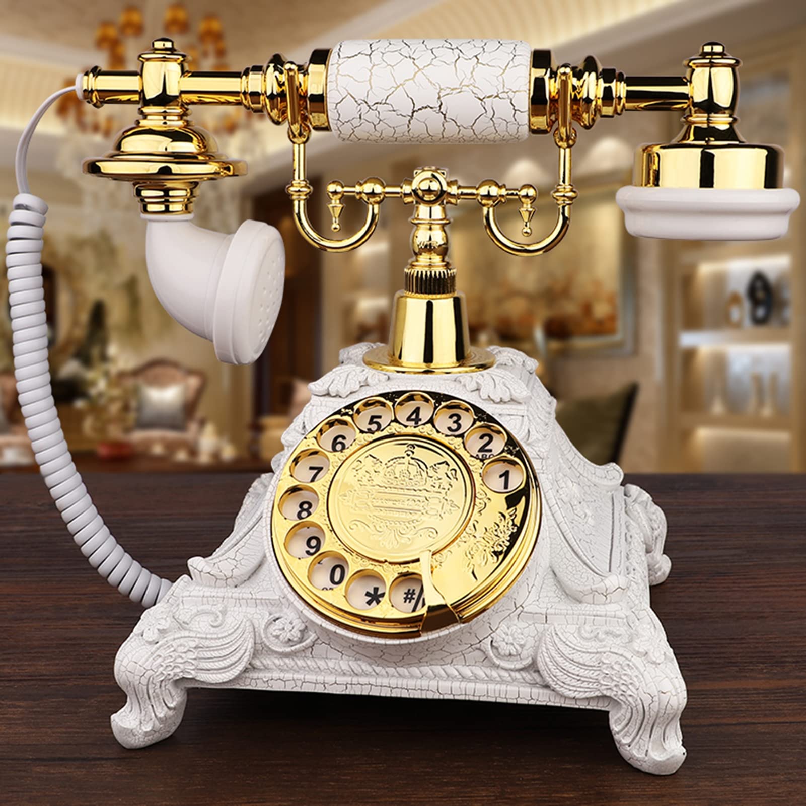 Téléphone rétro classique filaire fixe de style vintage avec recomposition - 7
