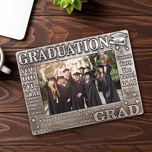 Vista 32 de LASODY Marco de fotos de graduación - Decoración 2025, regalos para él y ella, marco de fotos con borlas