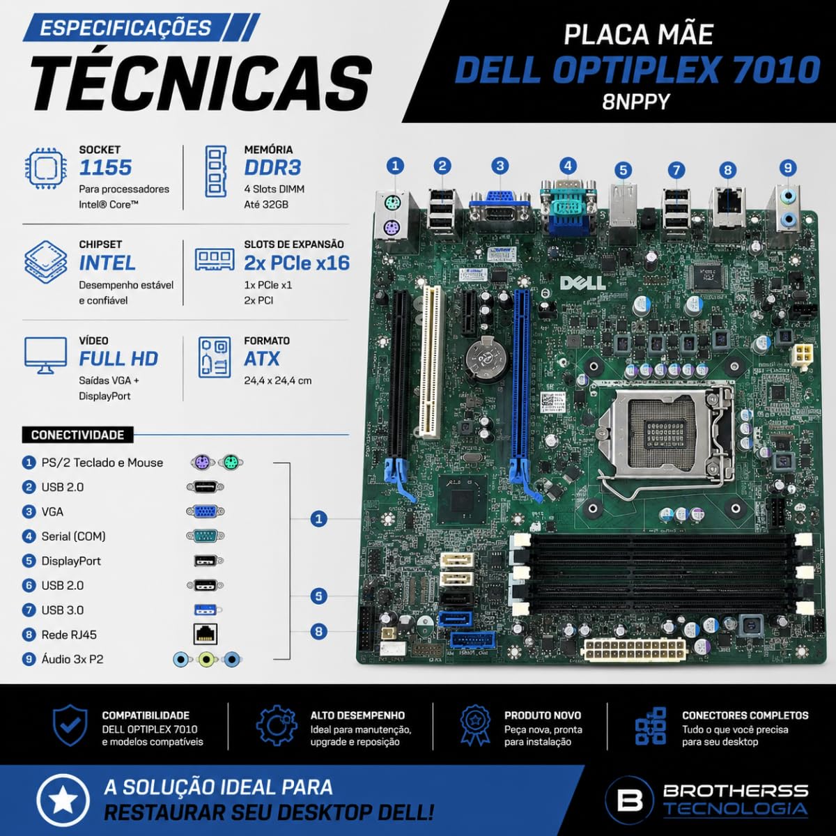 Placa Mãe Desktop Dell Optiplex 7010 8nppy | Amazon.com.br
