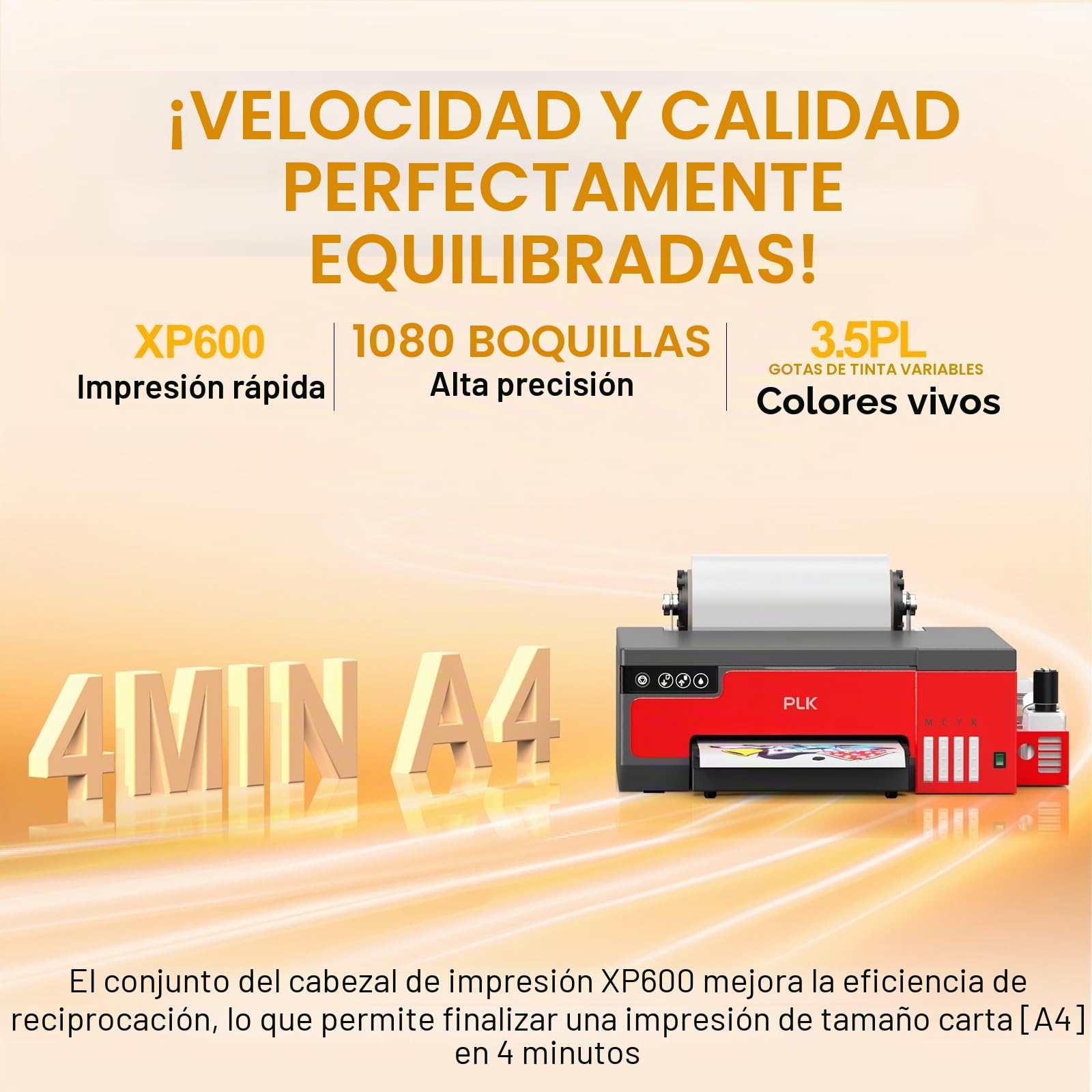 PLK Impresora DTF A4 XP600 con cabezal de impresión, cortador de película y agitación de tinta blanca