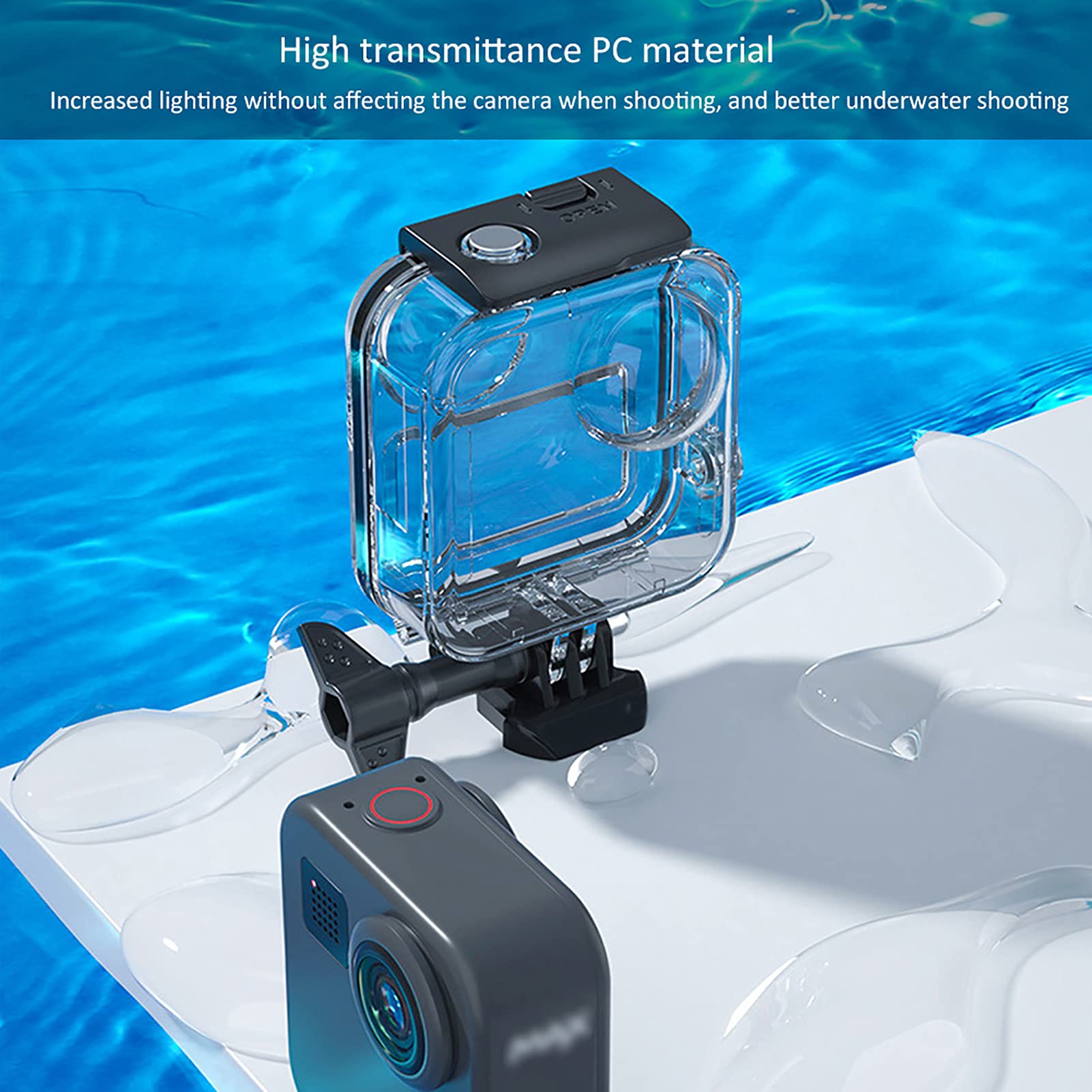 Generic Max Custodia Impermeabile per Fotocamera Panoramica Custodia Subacquea Anticaduta per Immersioni, Snorkeling, Nuoto e Altri Sport Acquatici - PC+acciaio Inossidabile 316, Come Mostrato Nelle