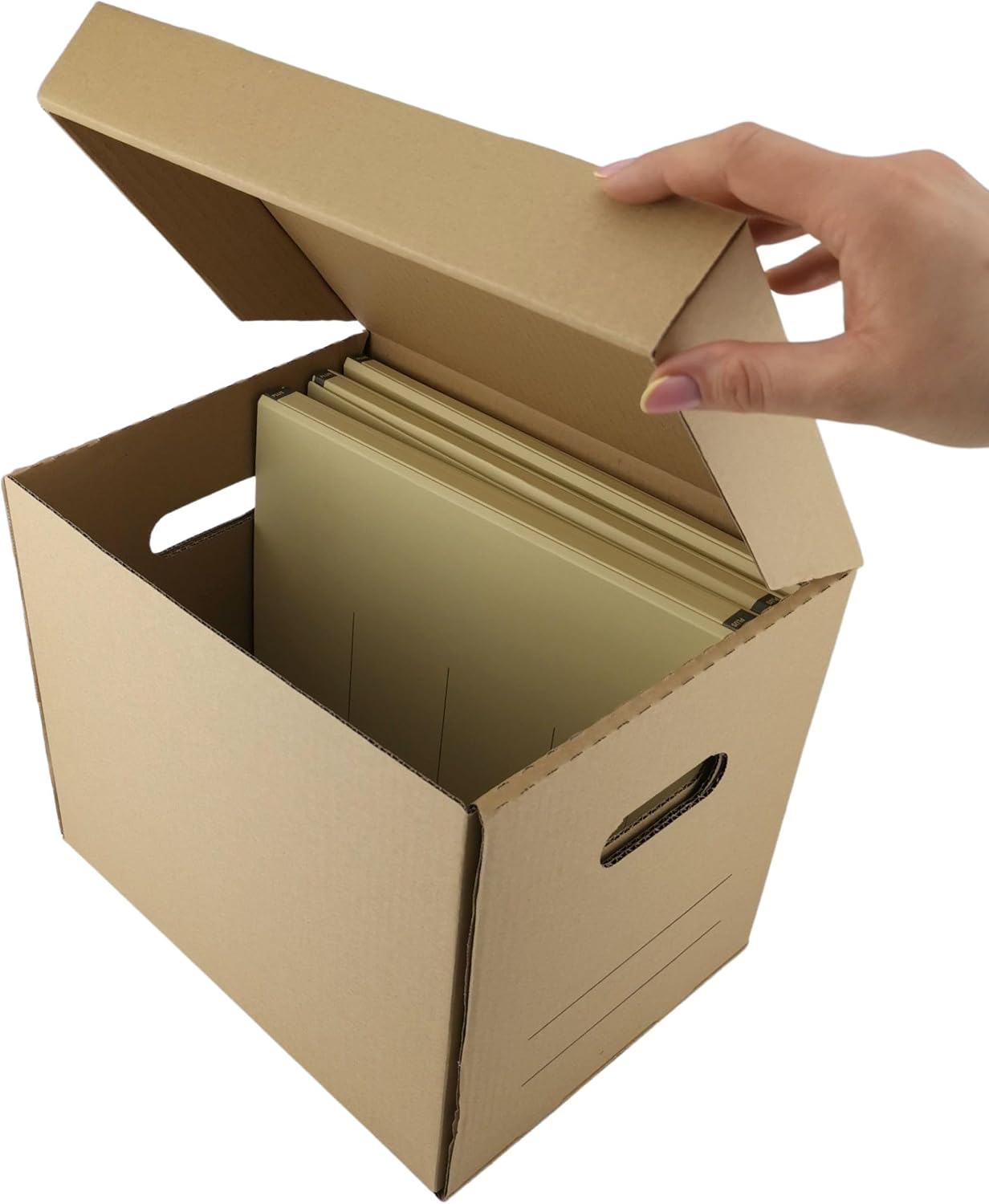 D.RECT ARCHEO Zero Max Archive Box with 3 Binders 250x340x260mm – Flip Lid – Pastel Beige – For Office and Home