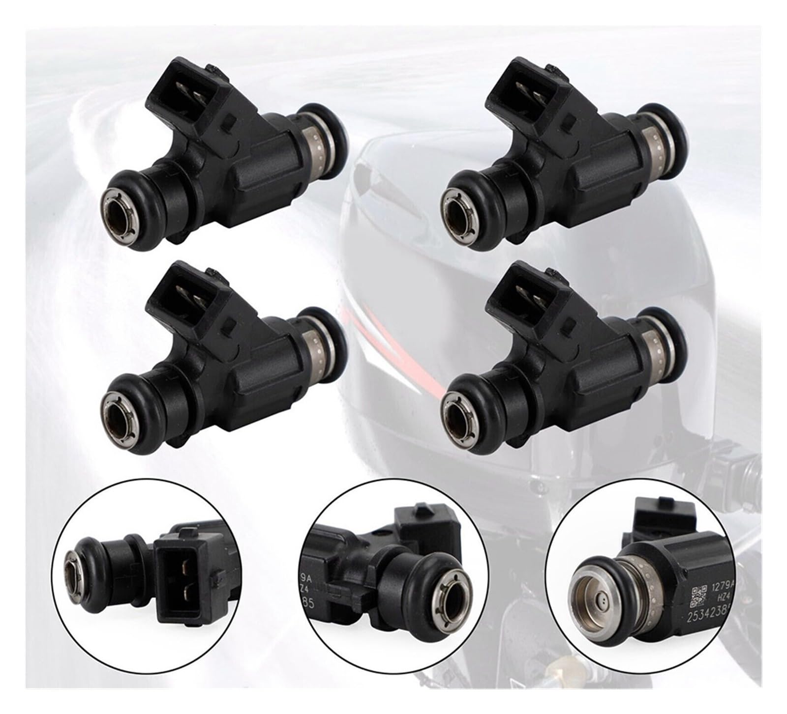 Injecteurs de carburant 4 pièces compatible avec Mercury Marine EFI 4 temps 30, 40, 50 et 60 CV 25342385 93345842 2002-2010 les moteurs