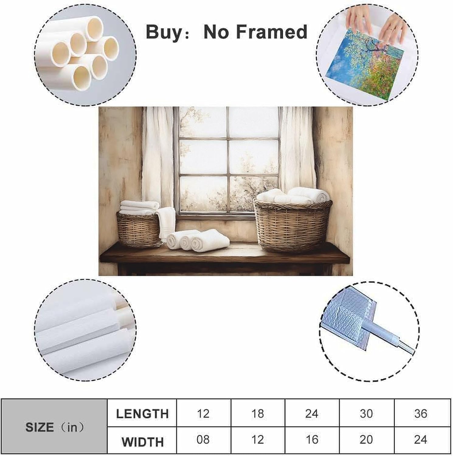 Laundry Basket Art Laundry Room Print Vintage Farmhouse Decor Canvas Art Posters for Room Aesthetic And Wall Art Picture Living Room Decor 20x30inch(50x75cm)