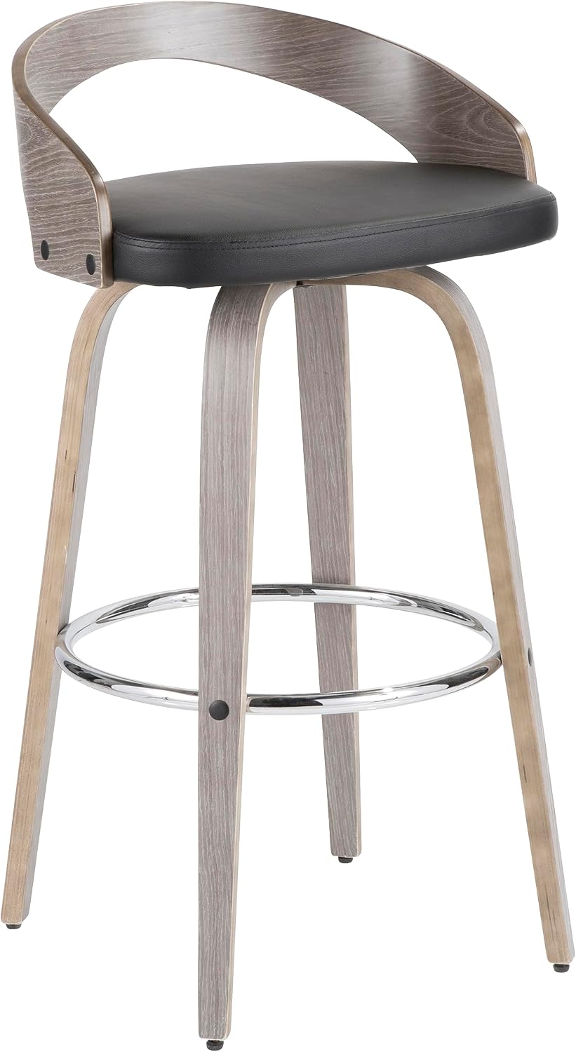 LumiSource Grotto 30" Fixed Height Bar Stool, Bar Chairs, Swivel Bar Stools, Bar Stools Set of 2