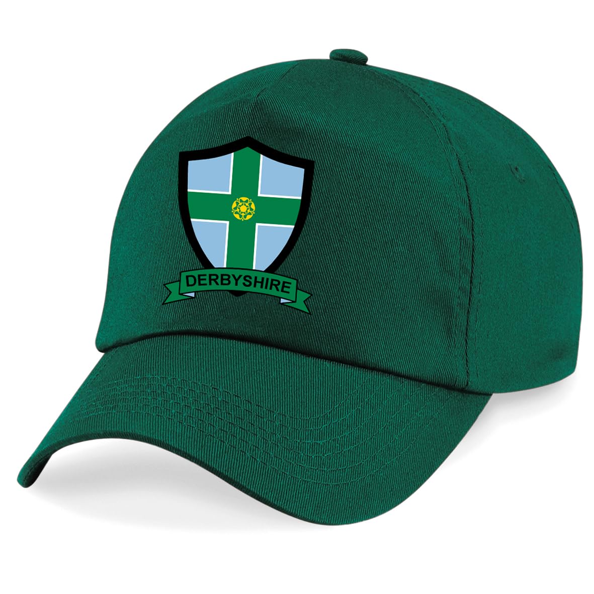 Psave Men's Green Derbyshire County Embroidered Baseball Cap Cricket Sport Your County Embroidery (Green)