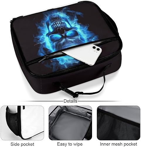 Miniatura 5 de Lonchera reutilizable con diseño de calavera, bolsa de almuerzo aislada, lonchera para comida y alimentos, bolsa de mano para mujeres, niños, niñas,