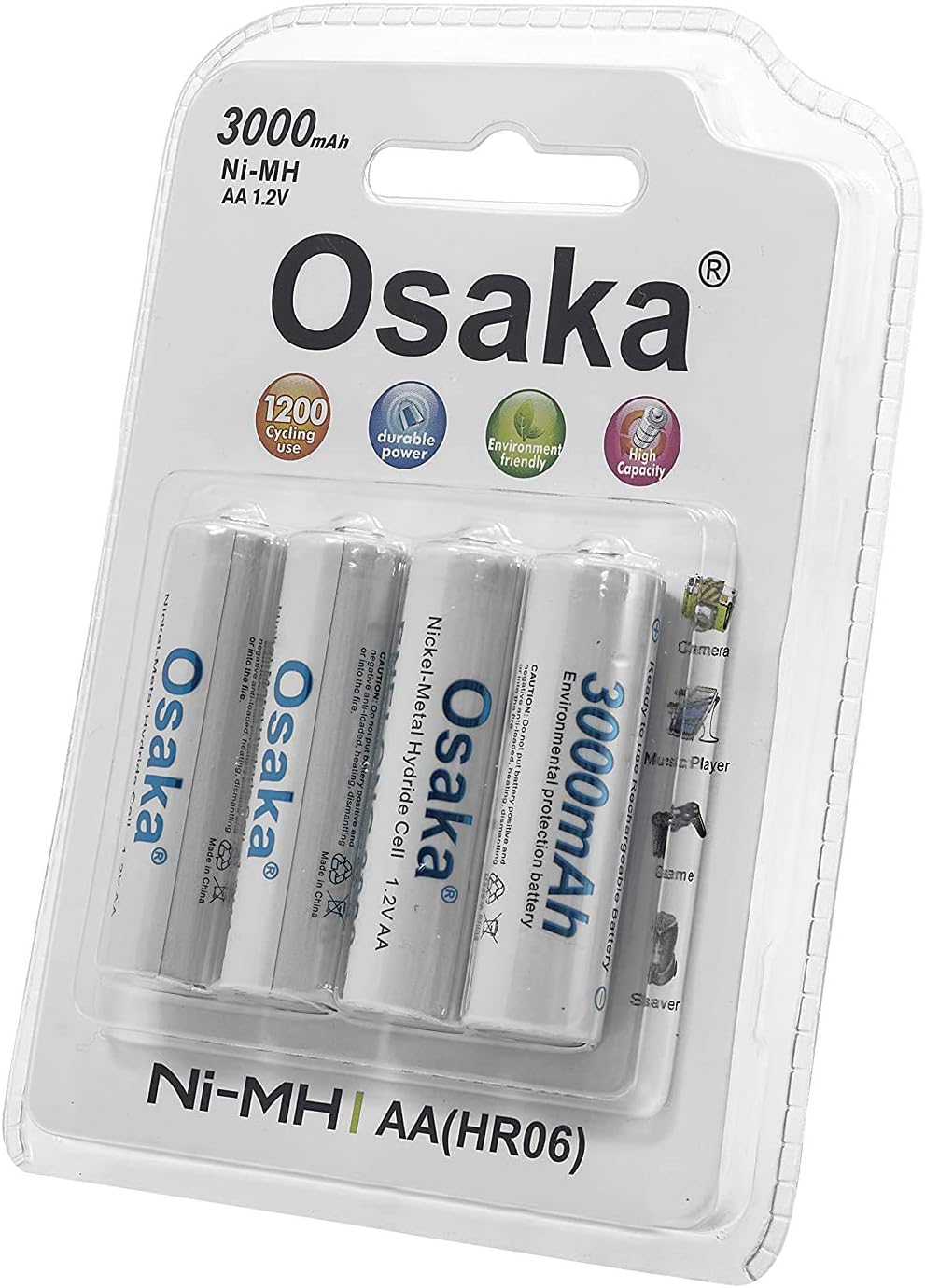 NI-MH HR06 4xAA 3000mAh Enelong Rechargeable Battery Set for Camera Flashes, Mic, Toys, Remote.
