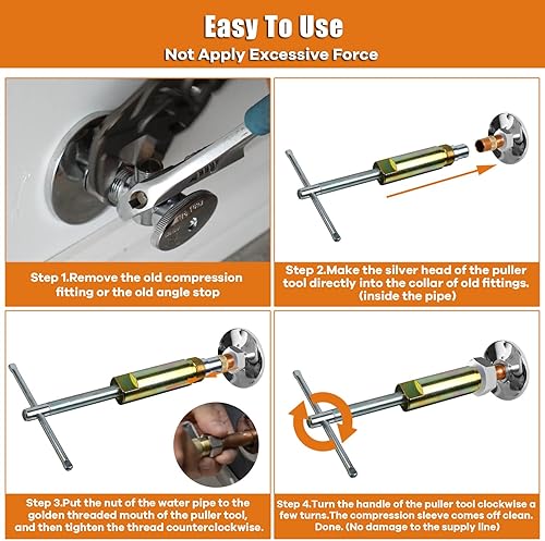 Miniatura 4 de Herramienta Extractora de Manguito de Compresión para Remover Tuerca y Férula de Tubería 03943, Removedor de Manguito para Accesorios de Compresión