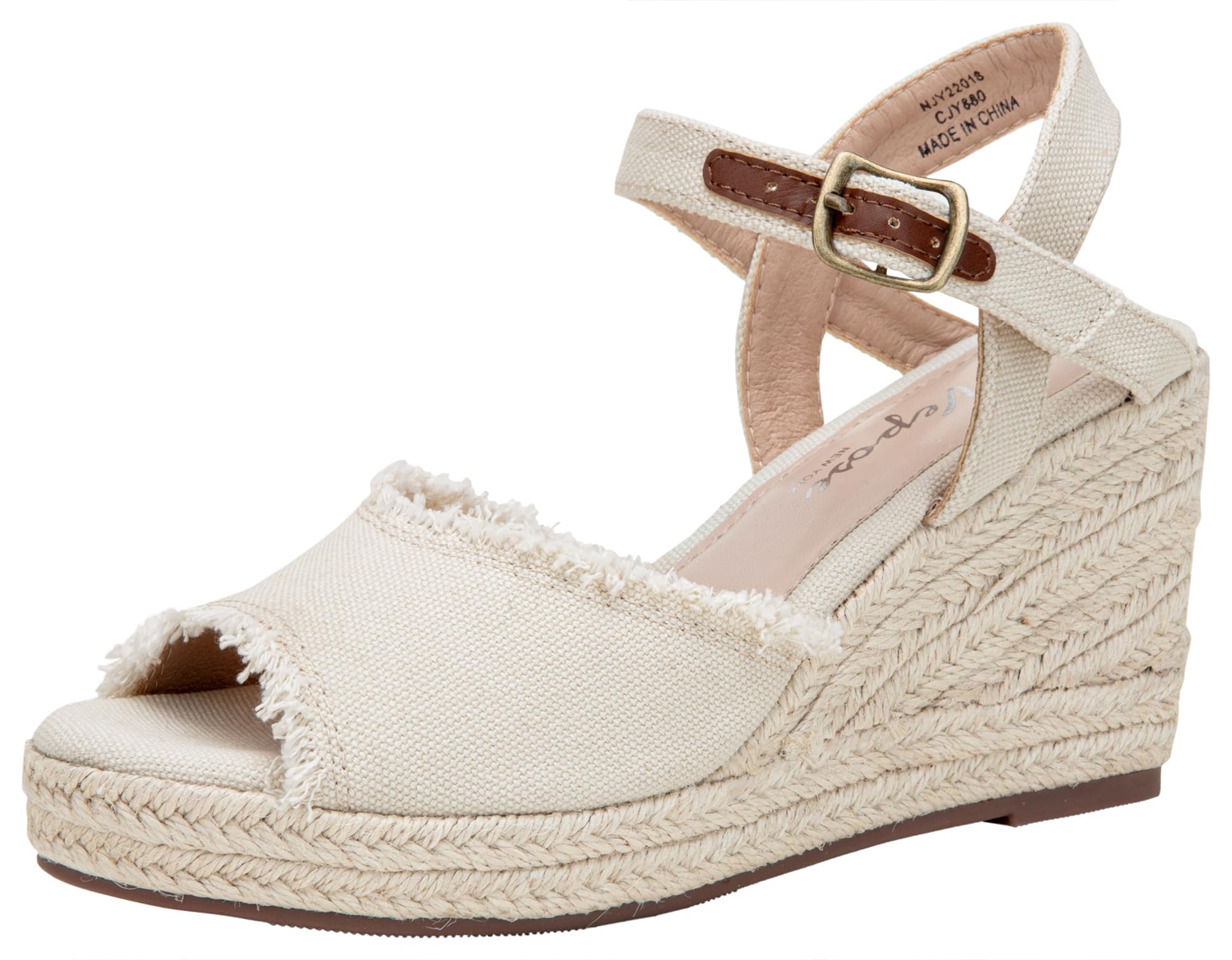 Vepose Women's 880 Wedge Sandals Peep Toe, 3.3" Inch High Heel Platform Espadrilles Sandals with Ankle Buckle