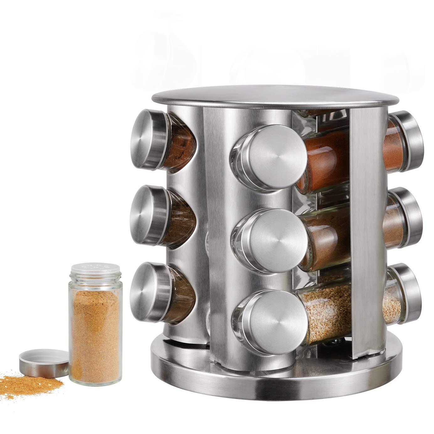 12Jar Revolving Countertop Spice Rack Organizer, Spinning Countertop