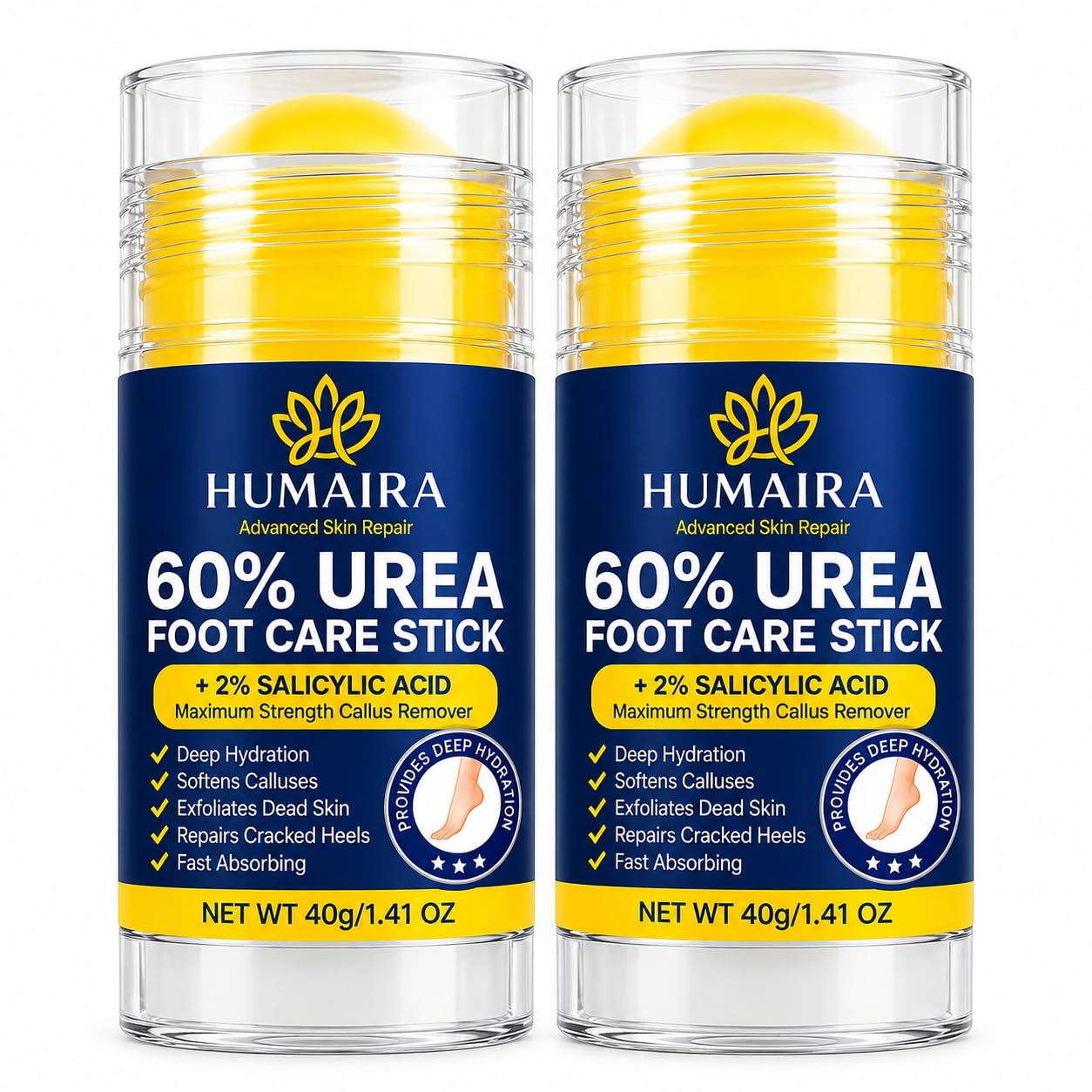 HUMAIRA 60% Urea Foot Care Stick Pack of 2, 2% Salicylic Acid for Feet