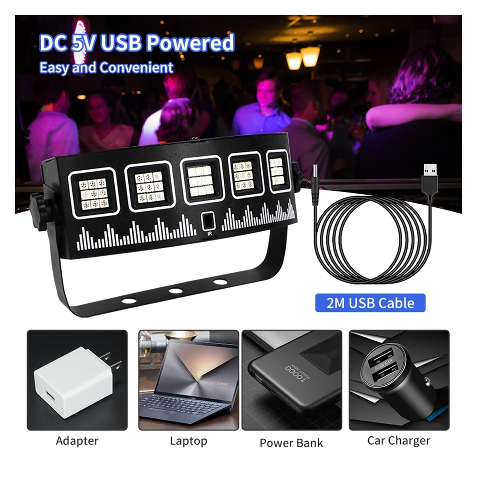 USB DJ światło stroboskopowe z pilotem na imprezę dyskotekową wakacje Xmas Music Club Bar Dance aktywowana dźwiękiem lampa błyskowa LED RGB oświetlenie sceniczne Na imprezy i do klubów