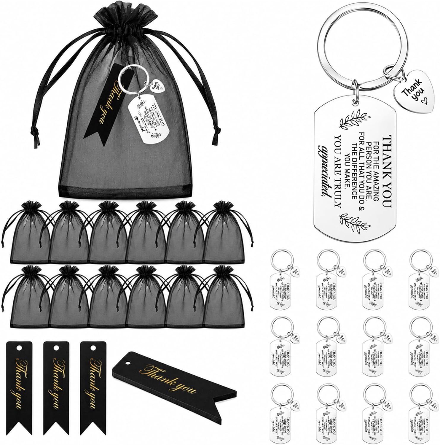 12 Pcs Team Appreciation Gifts Bulk for Coworker Staff Keychains