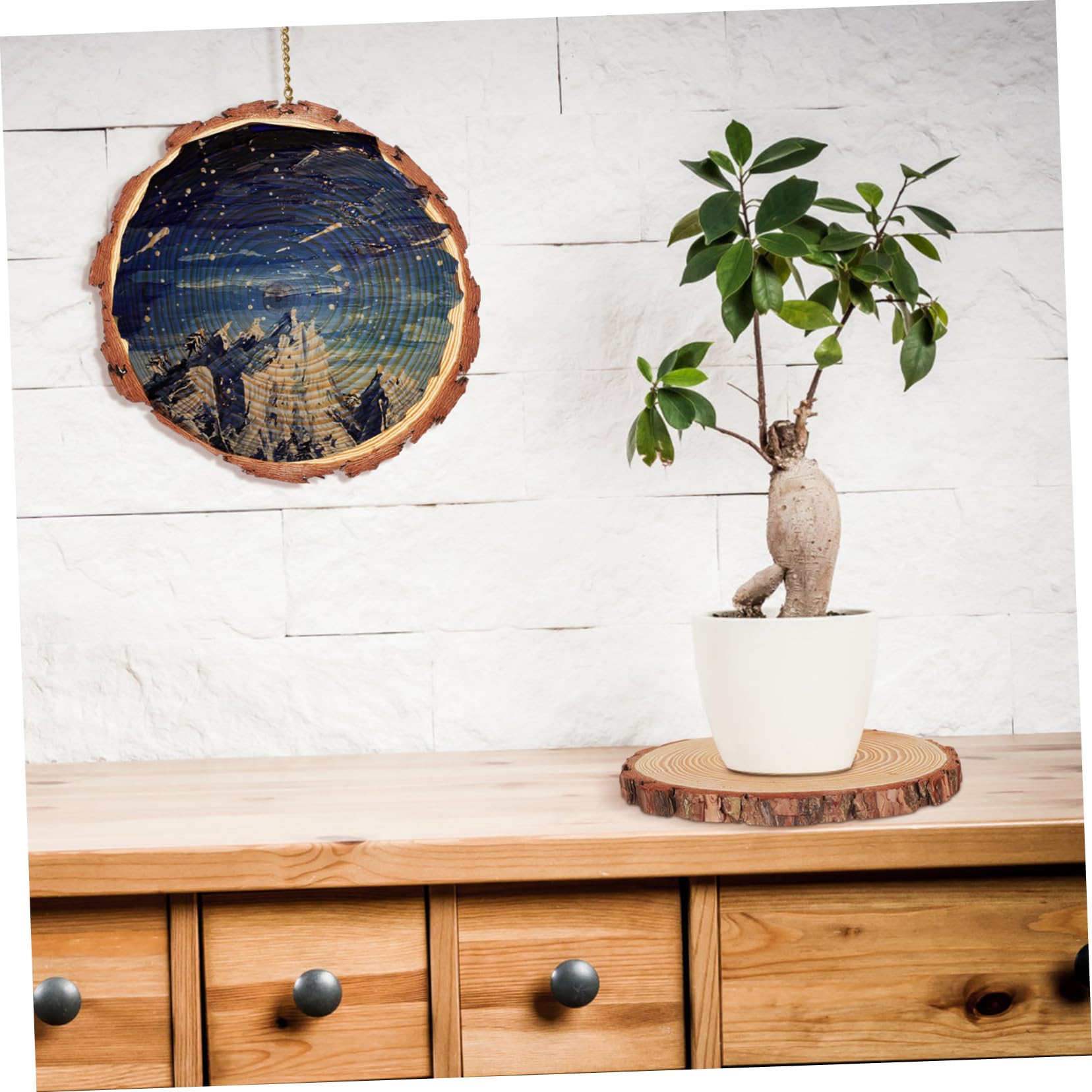 10 Unfertige Runde Holzscheiben als Selbstgemacht Untersetzer zum Bemalen | 10 Stück, Rustikale Naturholzstücke für Hochzeiten und Bastelprojekte, Kleine Form für Dekoration