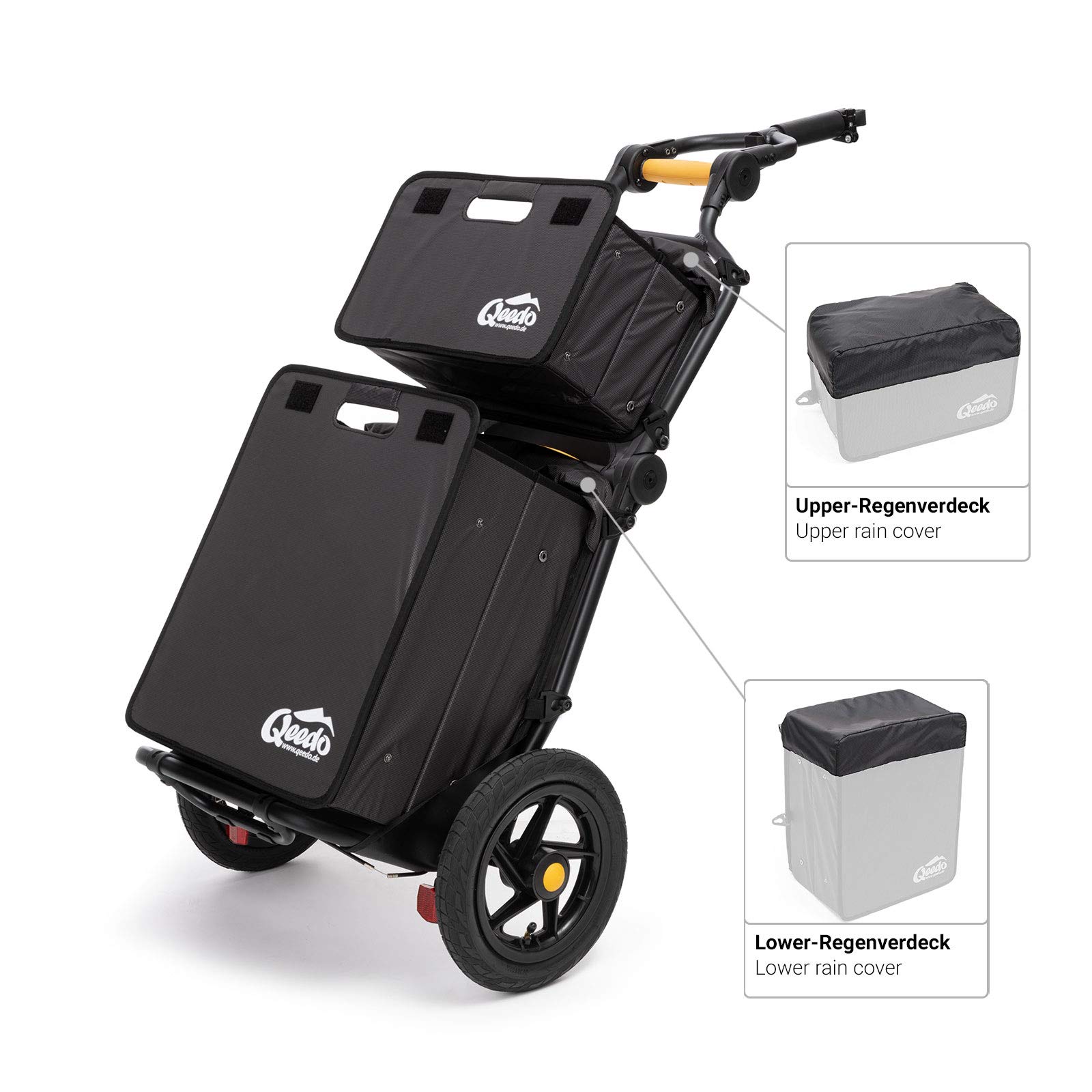 qeedo Travoy Fahrrad Lastenanhänger (2020) Set mit Qeedo Faltboxen - Black