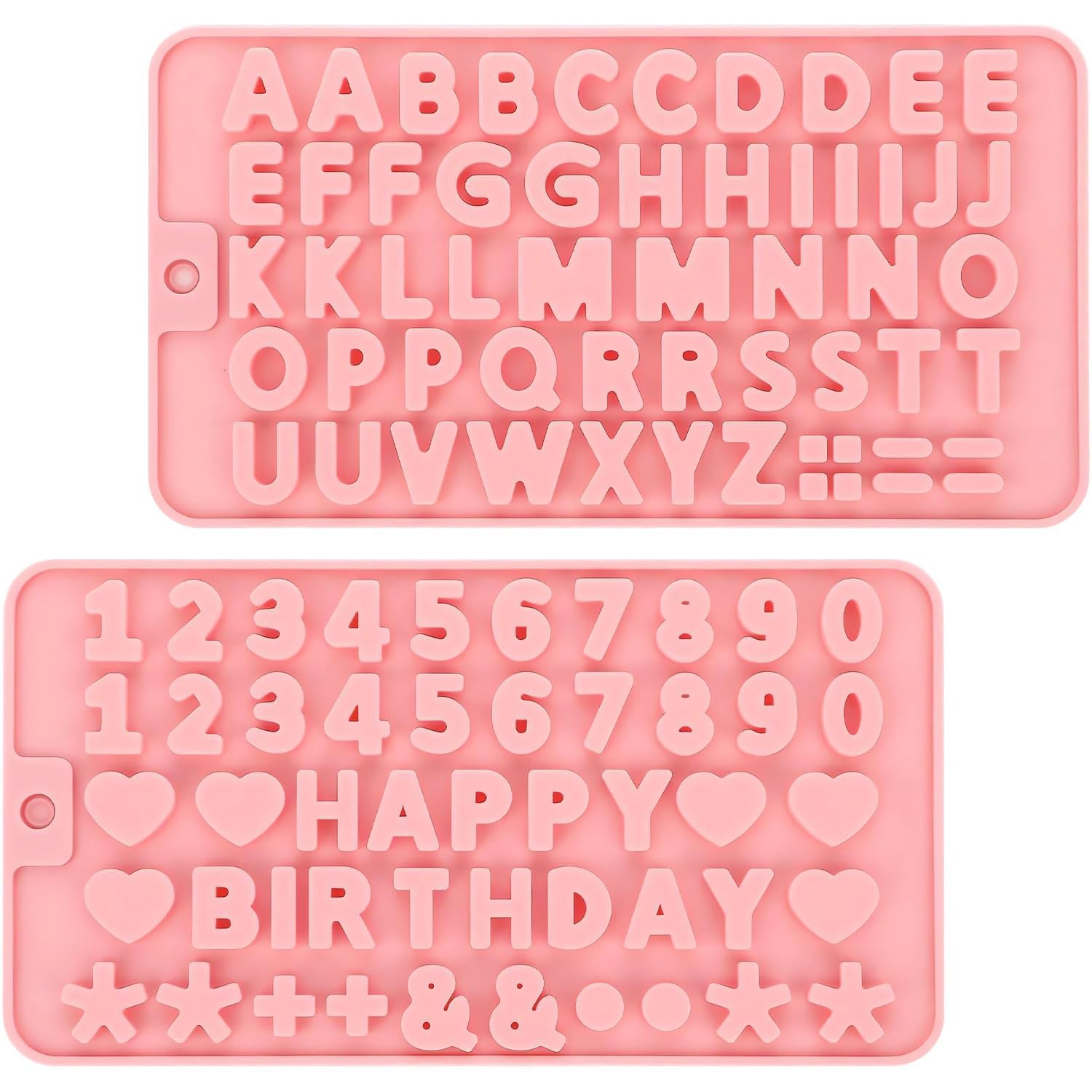 2Pcs Silicone Moulds, Silicone Cake Moulds for Baking, Chocolate Moulds Silicone, Pink Alphabet Number Fondant Molds - Happy Birthday Silicone Molds for Chocolate Cake Decoration, DIY Baking Tools-image-27