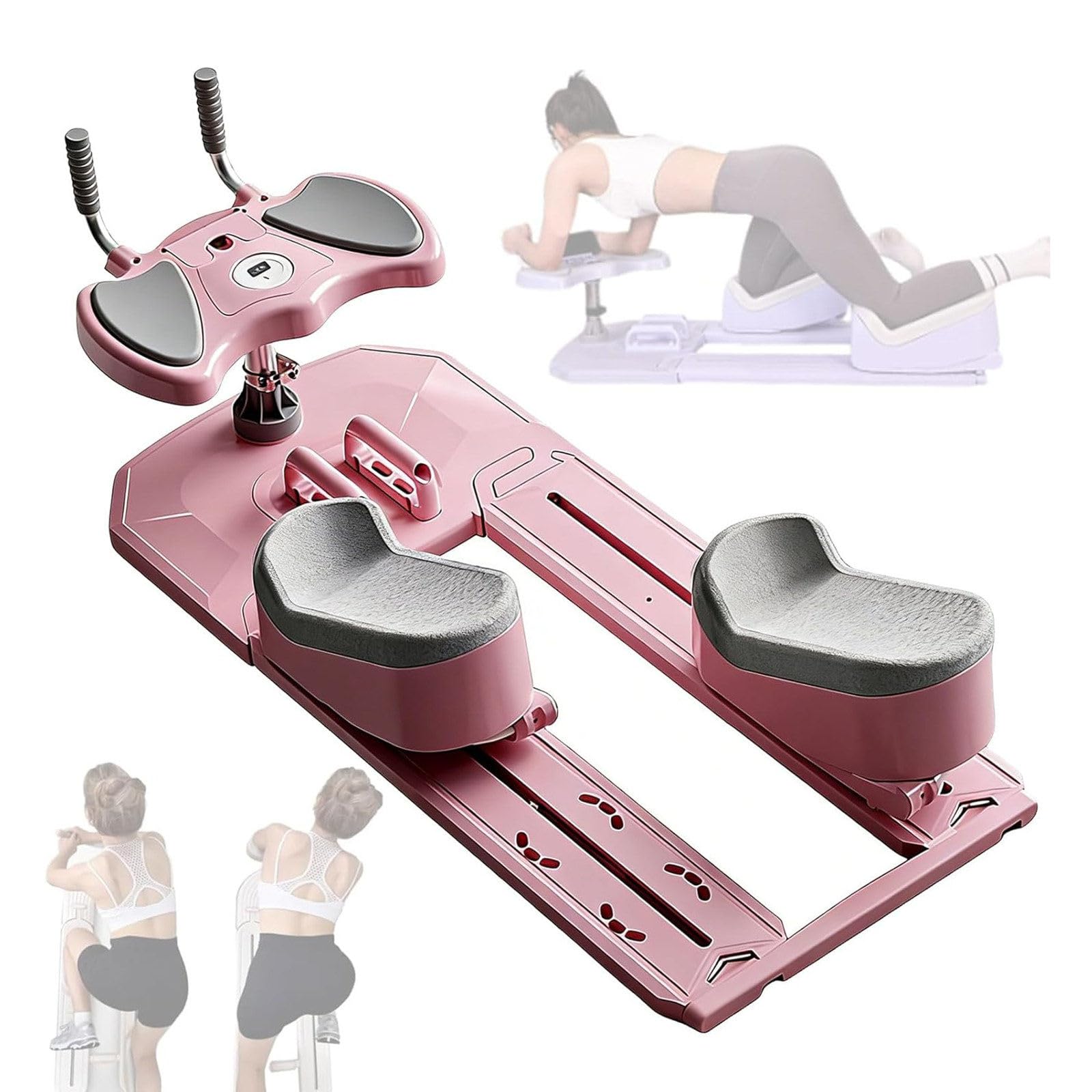 DDZJTPP Spine Twist and Stretch Trainer, Crawling Training Machine with Adjustable Height, Padded Knee and Elbow Support, Back Stretcher Machine for Home Core, Waist, Leg Exercise Routines Pink