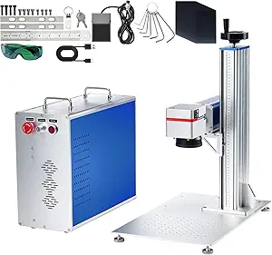 VEVOR Fiber Laser Marking Machine, 30W Compatible with LightBurn, Fiber Laser Engraving Marking Machine with 5.9" x 5.9" Working Area, Solid State Fiber Laser Engraver for Aluminum Steel Jewelry Gold