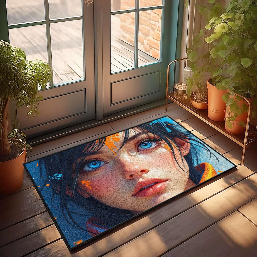 Paillasson d'extérieur robuste 65x90 cm au design graphique pour entrée et bar