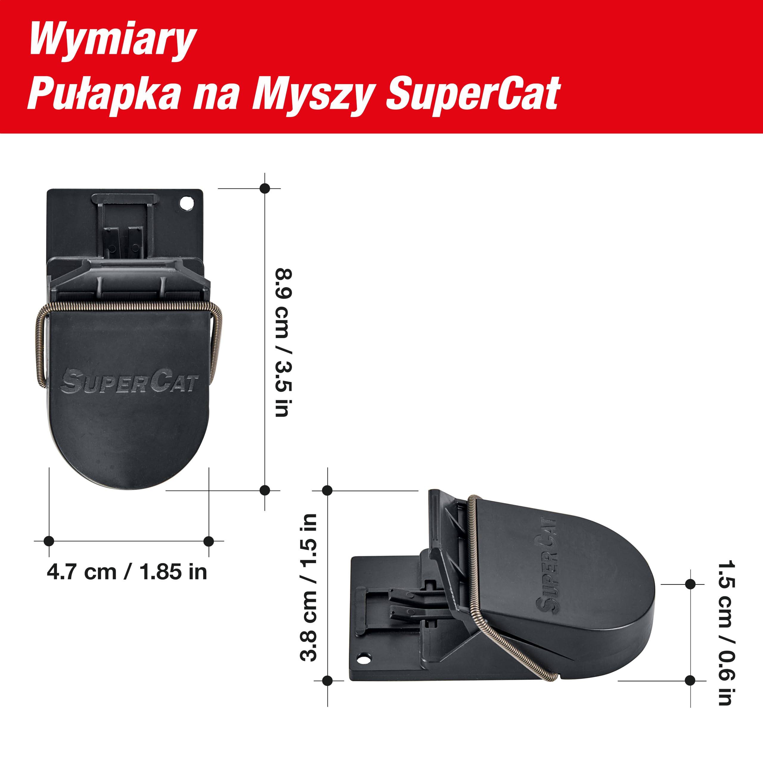 SWISSINNO Pułapka na Myszy SuperCat - Wielokrotnego użytku z przynętą z masłem orzechowym - Łapie i zabija natychmiast - Wewnątrz i na zewnątrz - 2 Pułapki