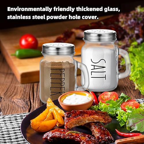 Miniatura 3 de 2 botellas de vidrio para especias de 4 onzas, saleros, botellas de especias para el hogar, salero y pimentero, tarro de condimentos multiusos para