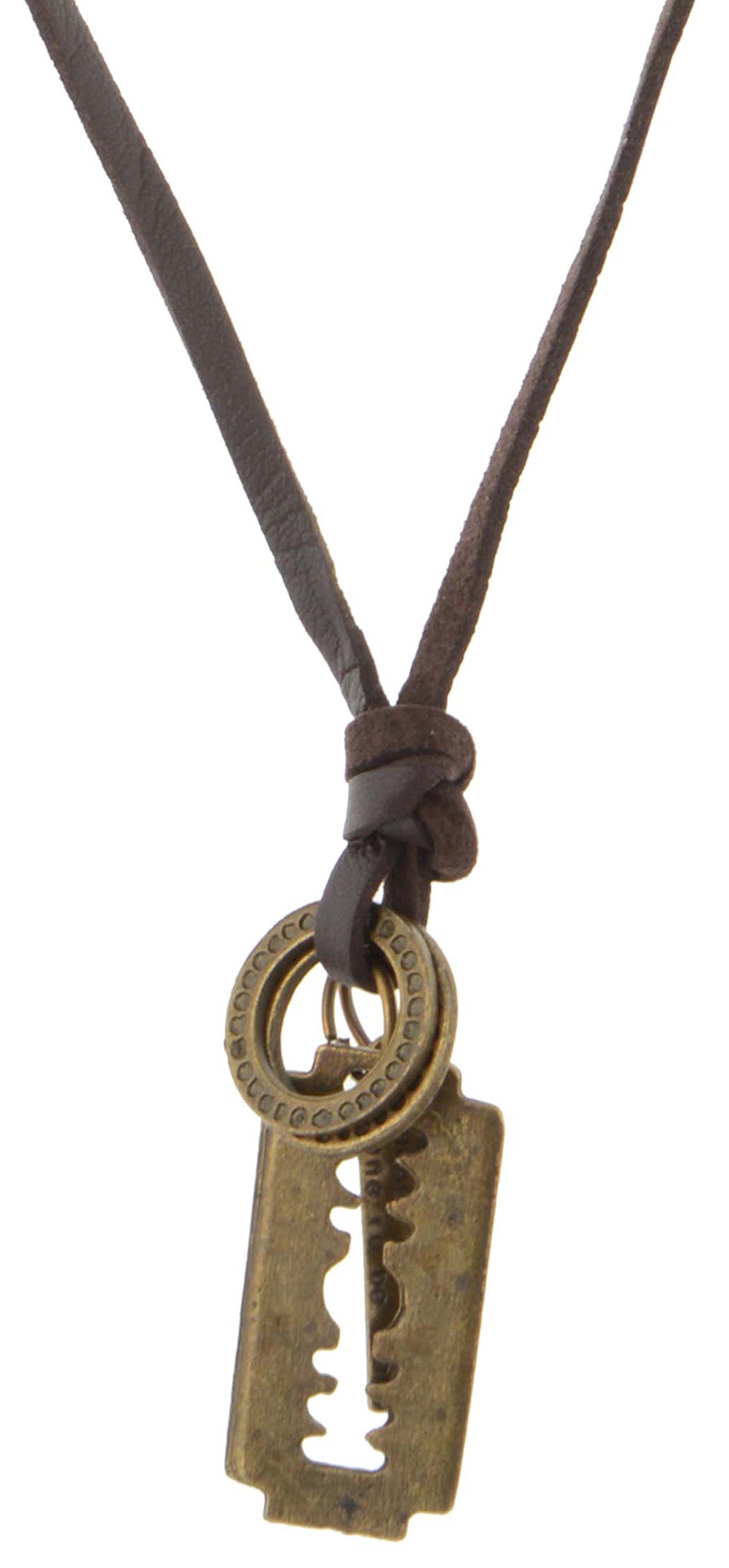 Brown Leather String Blade Locket