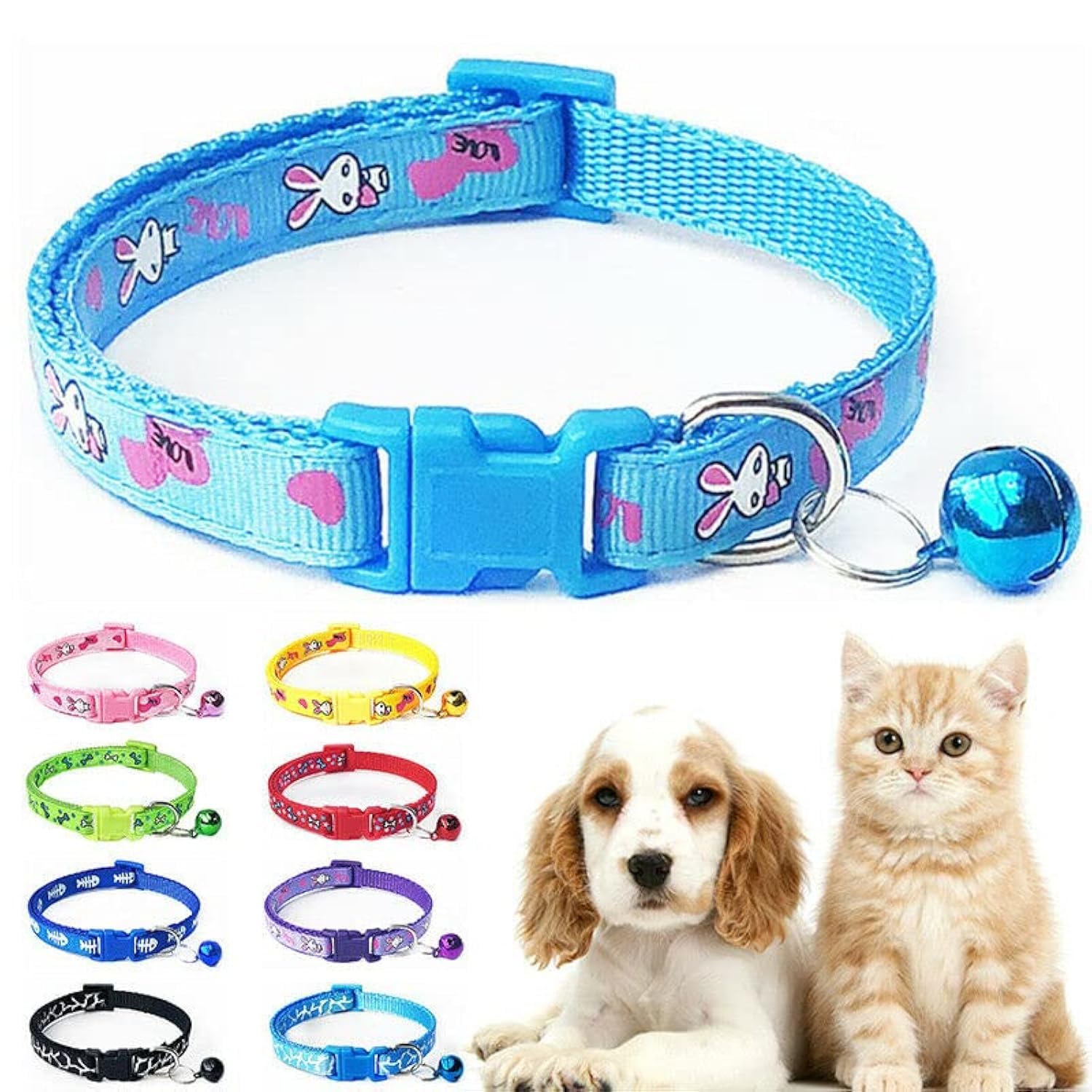 Pets Empire 2 Pcs Cat Neck Safety Collar with Bell Nylon Rabbit Print Kitten Adjustable Collar (Color May Vary) (B09SCTHBK8) Amazon Price History, Amazon Price Tracker