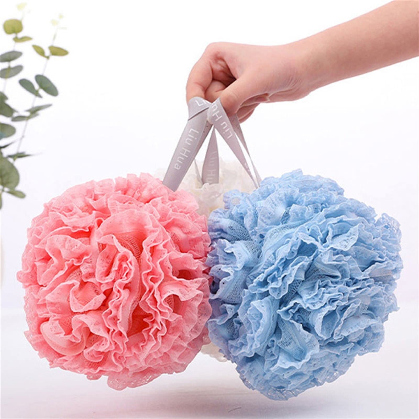 Esponja estropajo rosa de textura suave para baño y masaje corporal 6