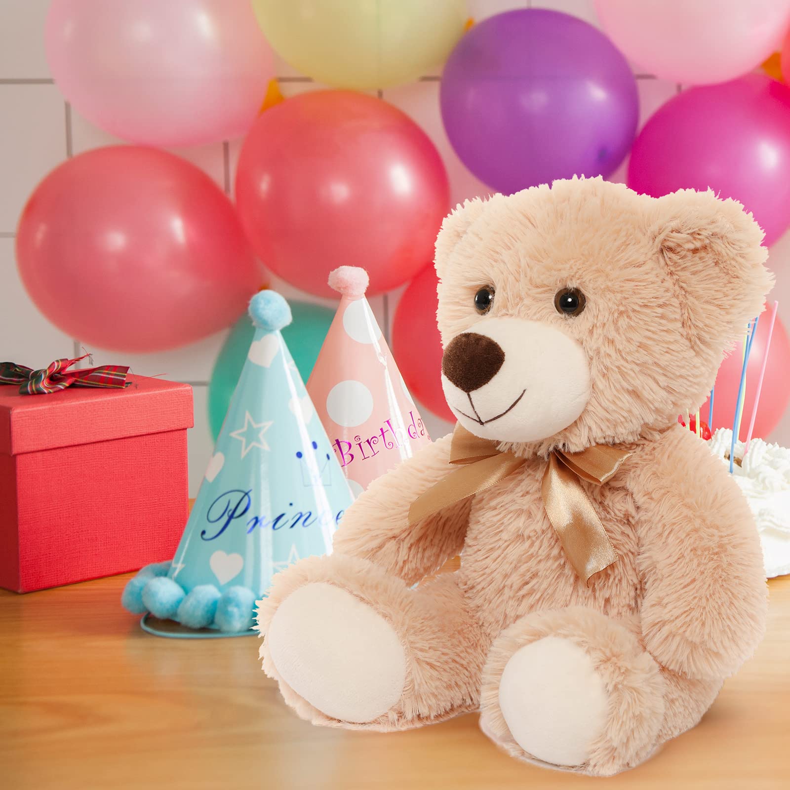 MorisMos 3Pcs Oso de Peluche, 35cm Marrón Claro Osito Peluche Pequeño Kawaii Suave Osito Teddy Bear Regalos para Niñas Chico Valentines Cumpleaños Navidad