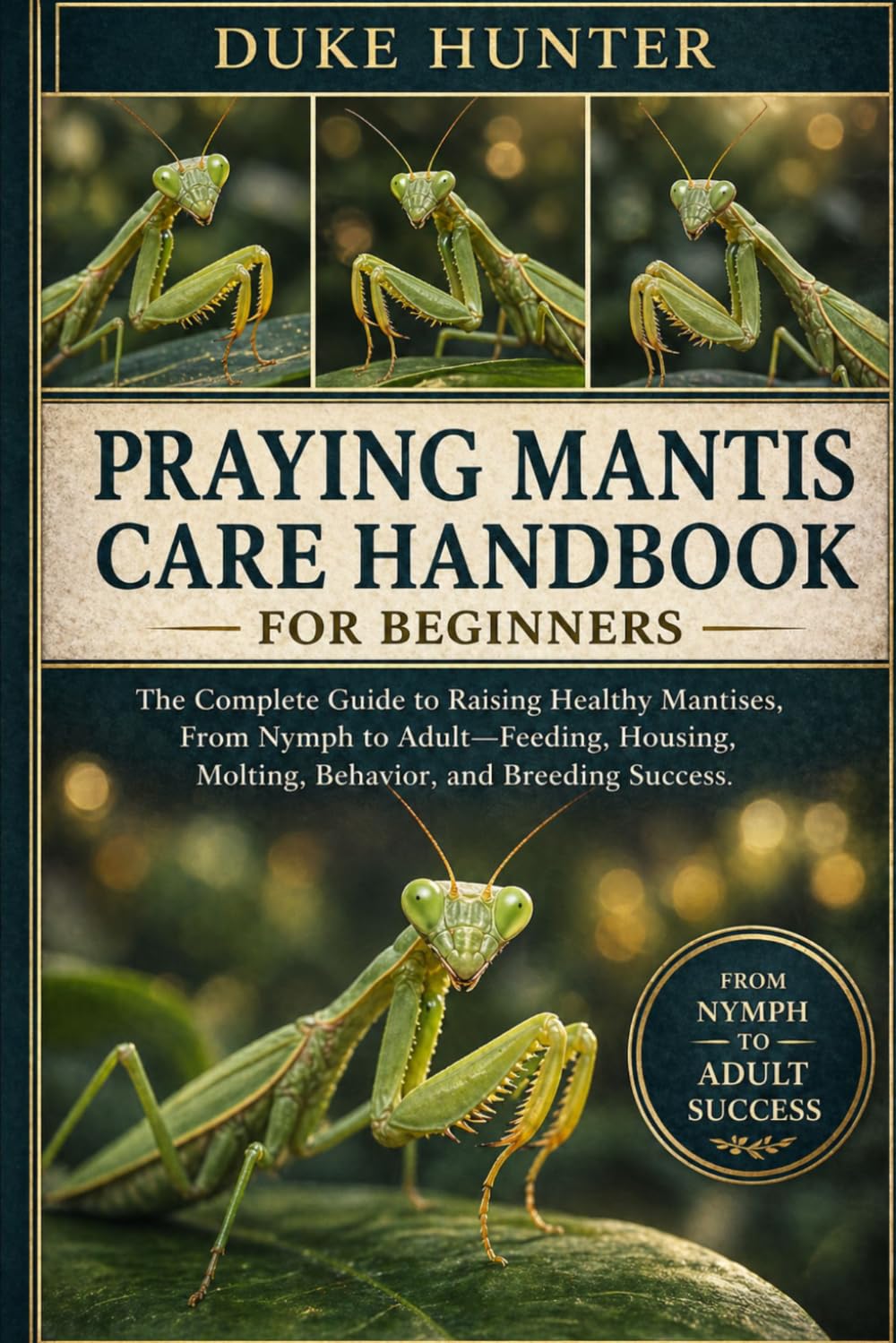 PRAYING MANTIS CARE HANDBOOK: The Complete Guide to Raising Healthy Mantises, From Nymph to Adult—Feeding, Housing, Molting, Behavior, and Breeding Success.