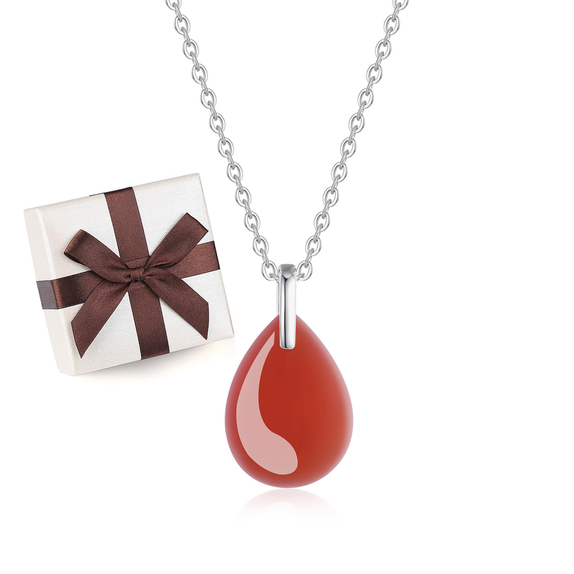 COAI 925 Sterling Silver Necklace for Women, Teardrop Pendant Crystal Necklace for Women