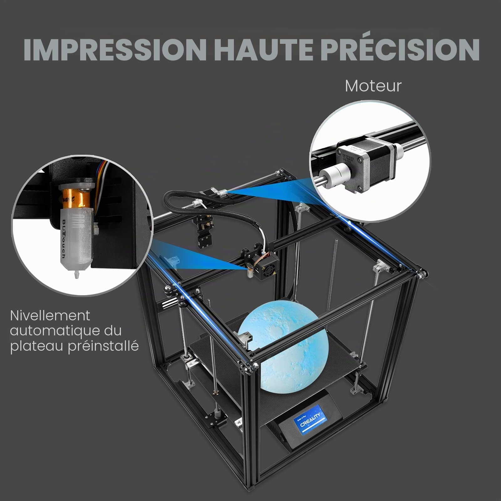 Imprimante 3D Creality Ender 5 Plus, BL Touch, capteur d'extrémité de Filament, Impression Haute précision et Stable, Fonction d'impression de Reprise, Nouvelle Plate-Forme, Taille d'impression Ultra
