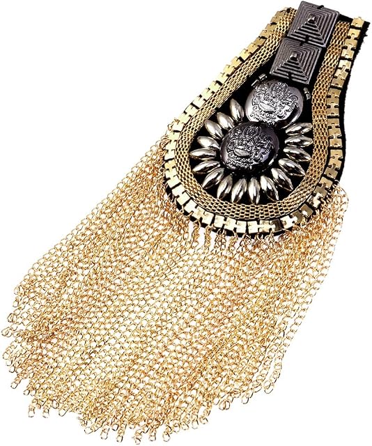 Milisten 2pcs Golden Tassel Shoulder Board Badge Unisex Tassel Rivet Epaulet Punk Rivet Chain Costume Uniform Ceremony Accessories for Men Women Epaulettes Supply