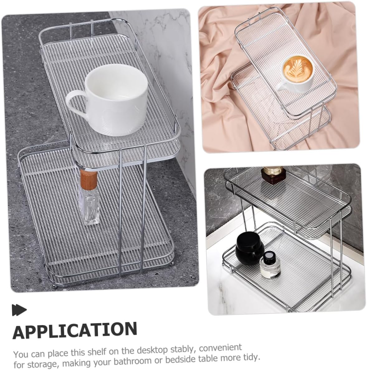 Acrylic Countertop Organizer with Removable Shelf Bathroom Vanity Storage Rack for Cosmetics Toiletries Shampoo and Body Wash