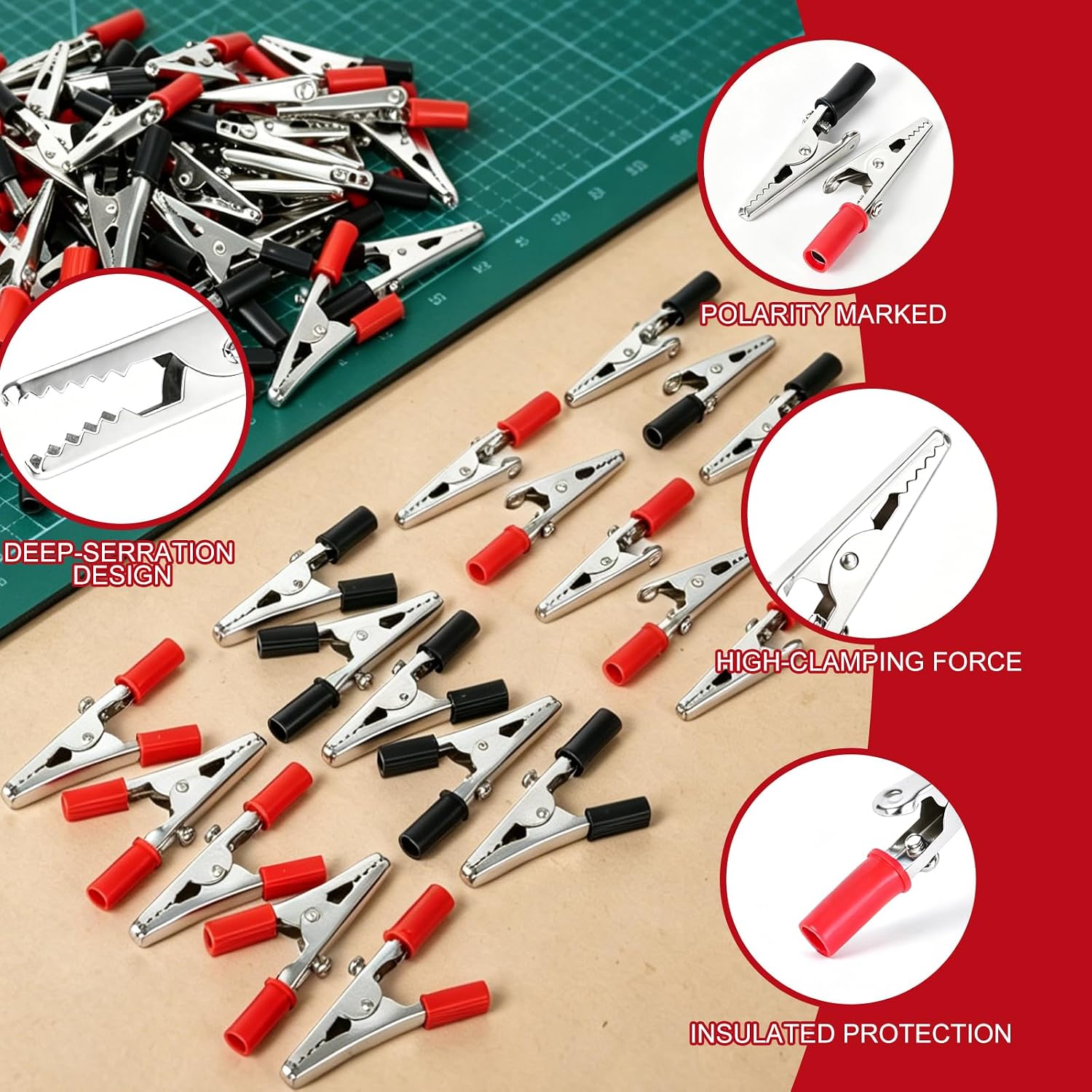 50-Piece Small Alligator Clips, Insulated Electrical Test Clamps image 5