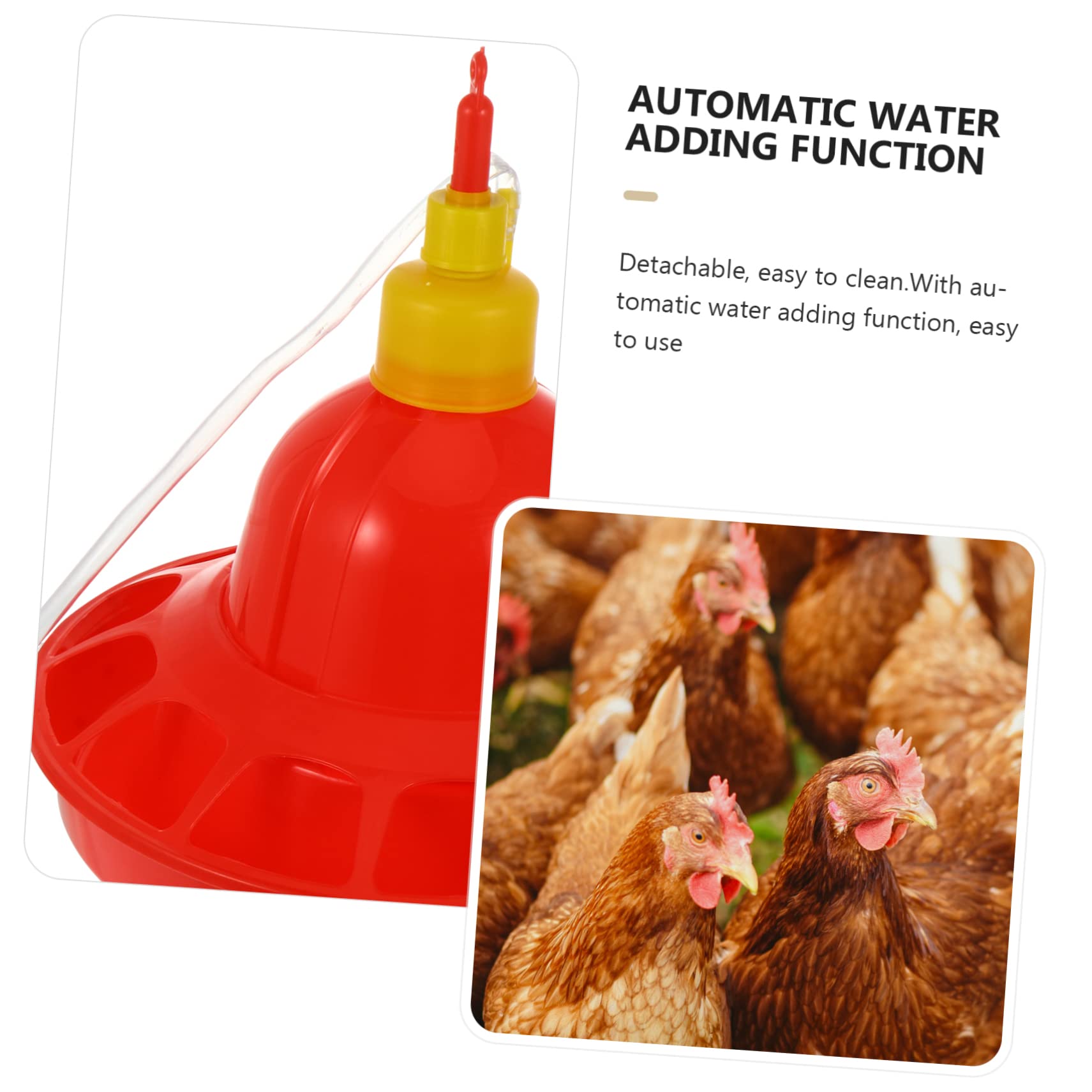 POPETPOP Mangiatoia e Abbeveratoio Automatico in Plastica Rossa per Polli e Oche Flusso D'acqua Costante Resistente al Freddo per Uso Interno ed Esterno