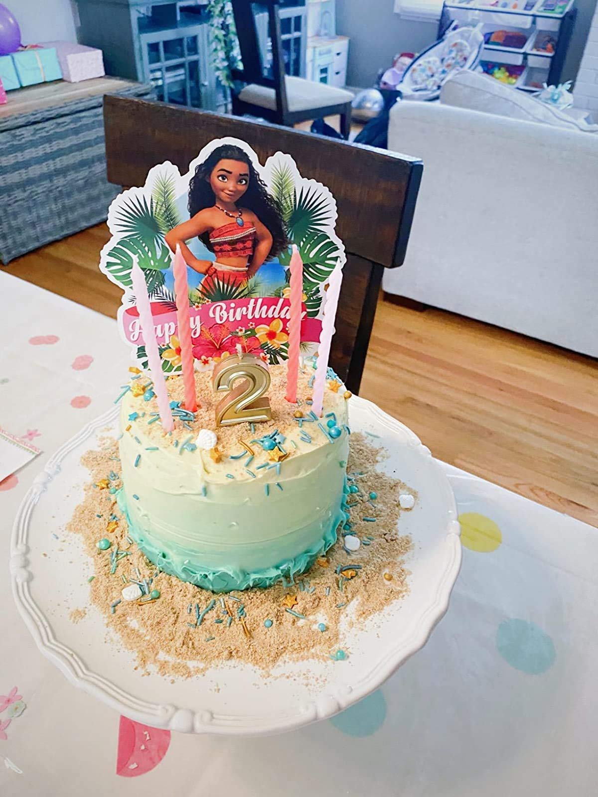 Décoration De Gâteau Vaiana (Moana) | 2 Toppers En Carton | 13.5x16.8 Cm | Pour Anniversaire Enfant Thème Tropical