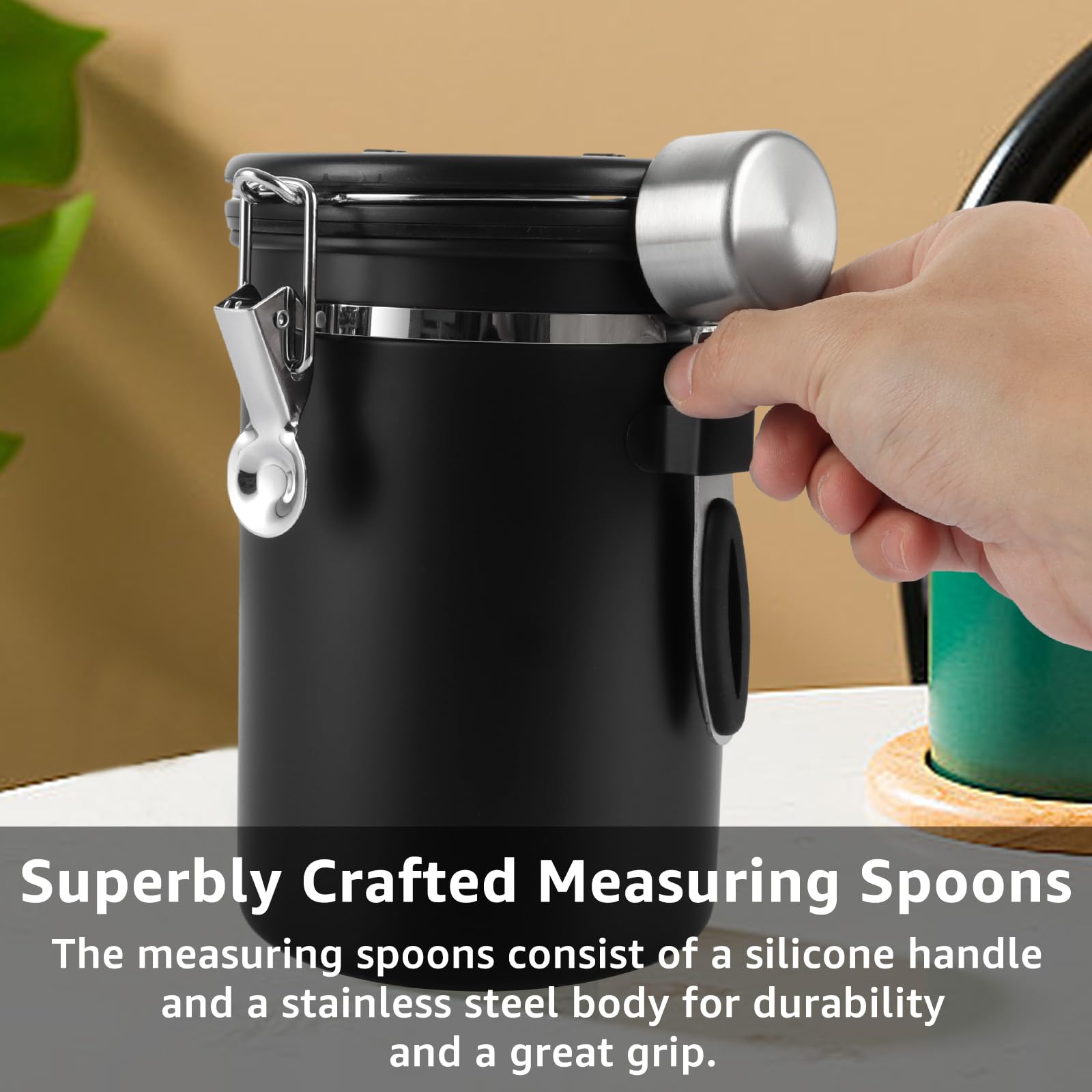 DIYJEP Kaffeedose 1,8L Mit CO2-Ventil - Edelstahl Kaffeebehälter Mit Datum-Tracker