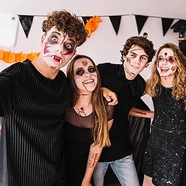 35 Sheets Large-size Halloween Temporary Joker Tattoos, Halloween Fake Scar Tattoos, Halloween Fake Joker Tattoos Stickers - Perfect for Halloween, Parties, Cosplay and Costumes