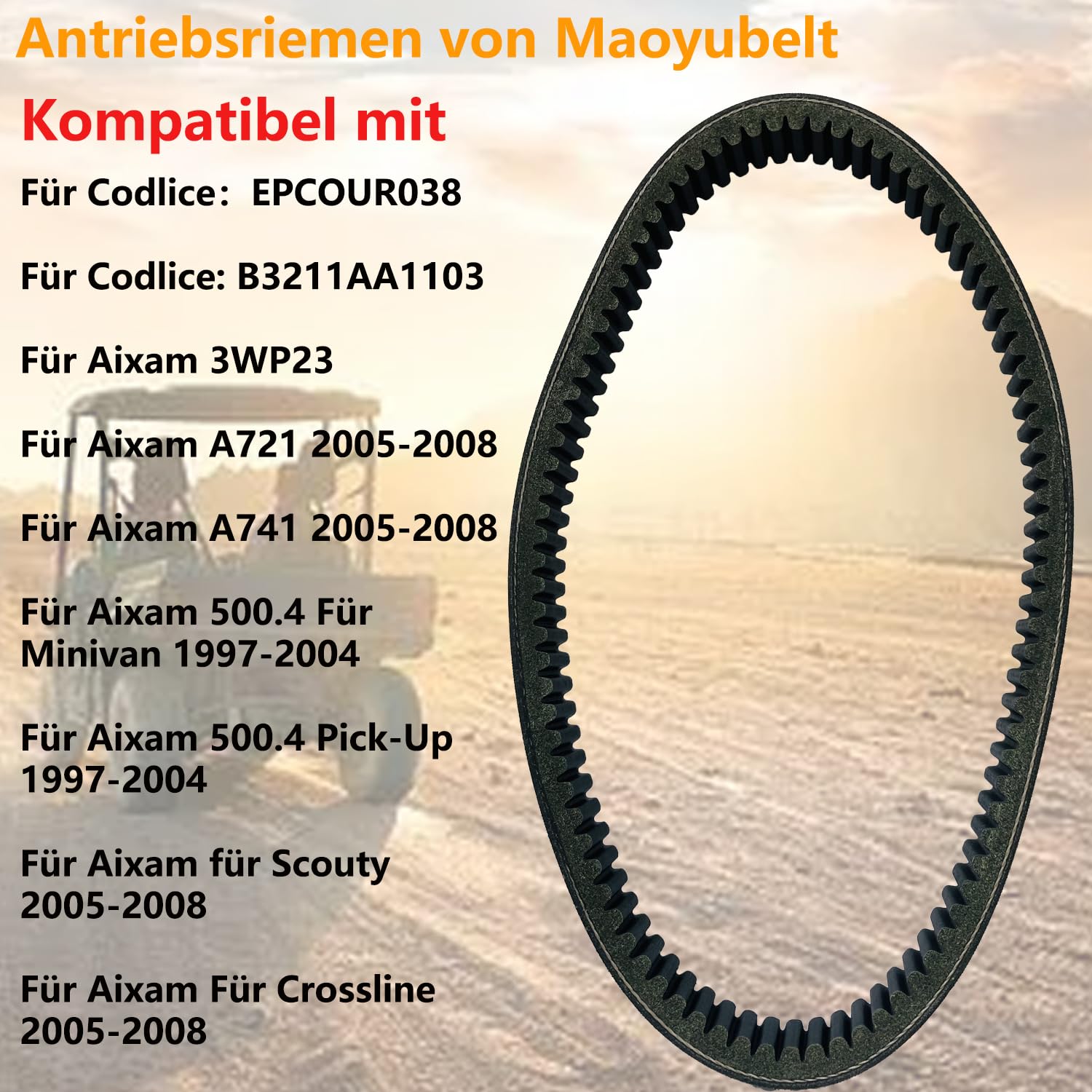 Antriebsriemen Zahnriemen B3211AA1103 Für Aixam 500.4 Für Minivan/Pick-Up 1997–2003 2004 Für Scouty Für Crossline A721 A741 2005–2008 Antriebsriemen Transferriemen Kupplungsriemen