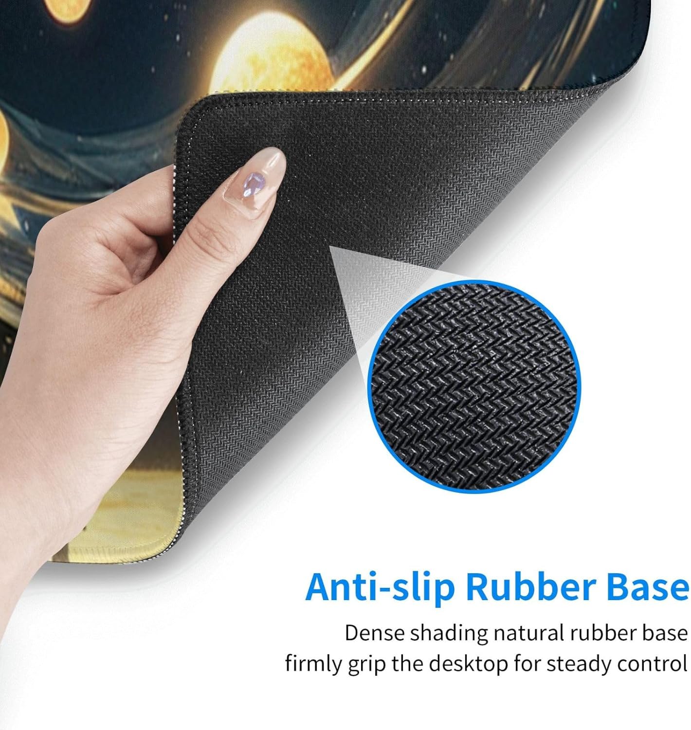 Gaming Mouse Pad, Large Non-Slip Rubber Base Mousepad, Keyboard Mouse Mat, Desk Pad with Stitched Edges, 31.5x11.8inch, Sky and People - Image 7