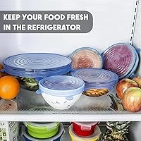 Vista 3 de 12 tapas de silicona elásticas reutilizables para almacenamiento de alimentos, fundas de silicona resistentes al calor para tazas, latas, tarros