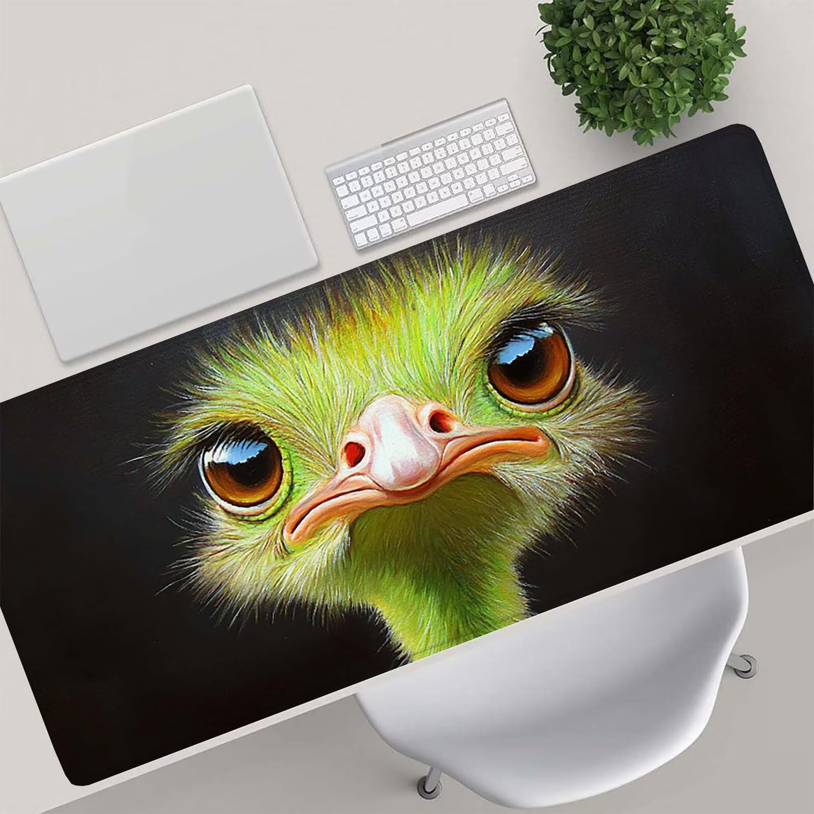 Tappetino Mouse Gaming, 1200x600mm Tappetino Mouse XXL nero 0c0-286 | Mouse Pad Grande, Ottimizzato per i Sensori da Gioco, Migliora Precisione e Velocità, per Mac e PC, struzzo