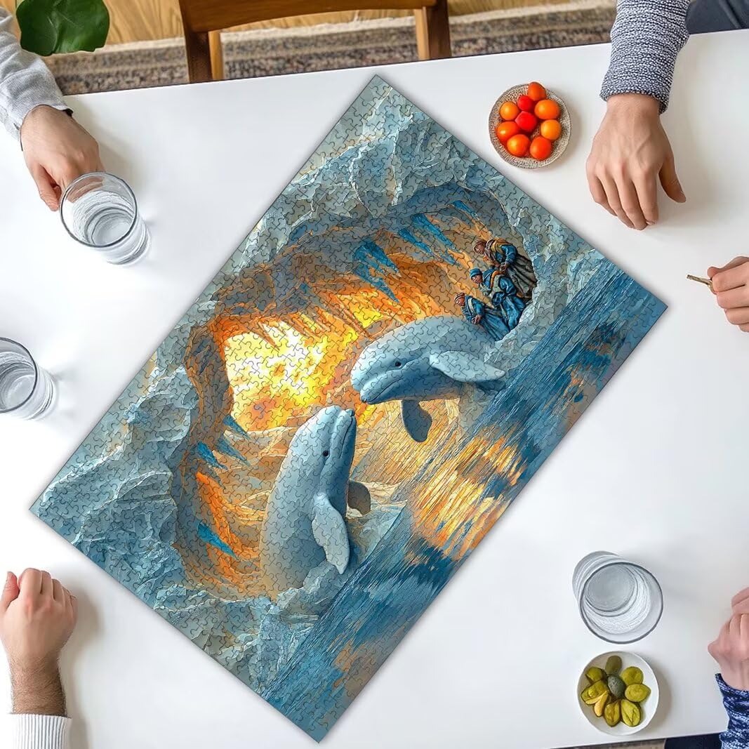 Puzzle 5000 elementów, wieloryb, puzzle dla dorosłych, drewniane puzzle na